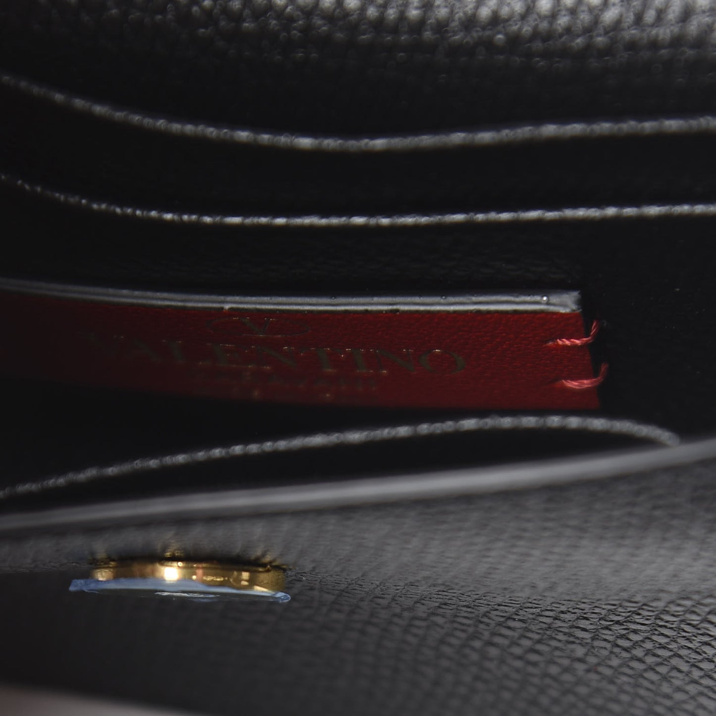 Grained Calfskin Mini VSling Shoulder Bag Black