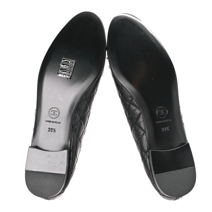 Chanel Aged Calfskin Quilted CC Cap Toe Ballerina Flats 39.5 Black 5 of 9
