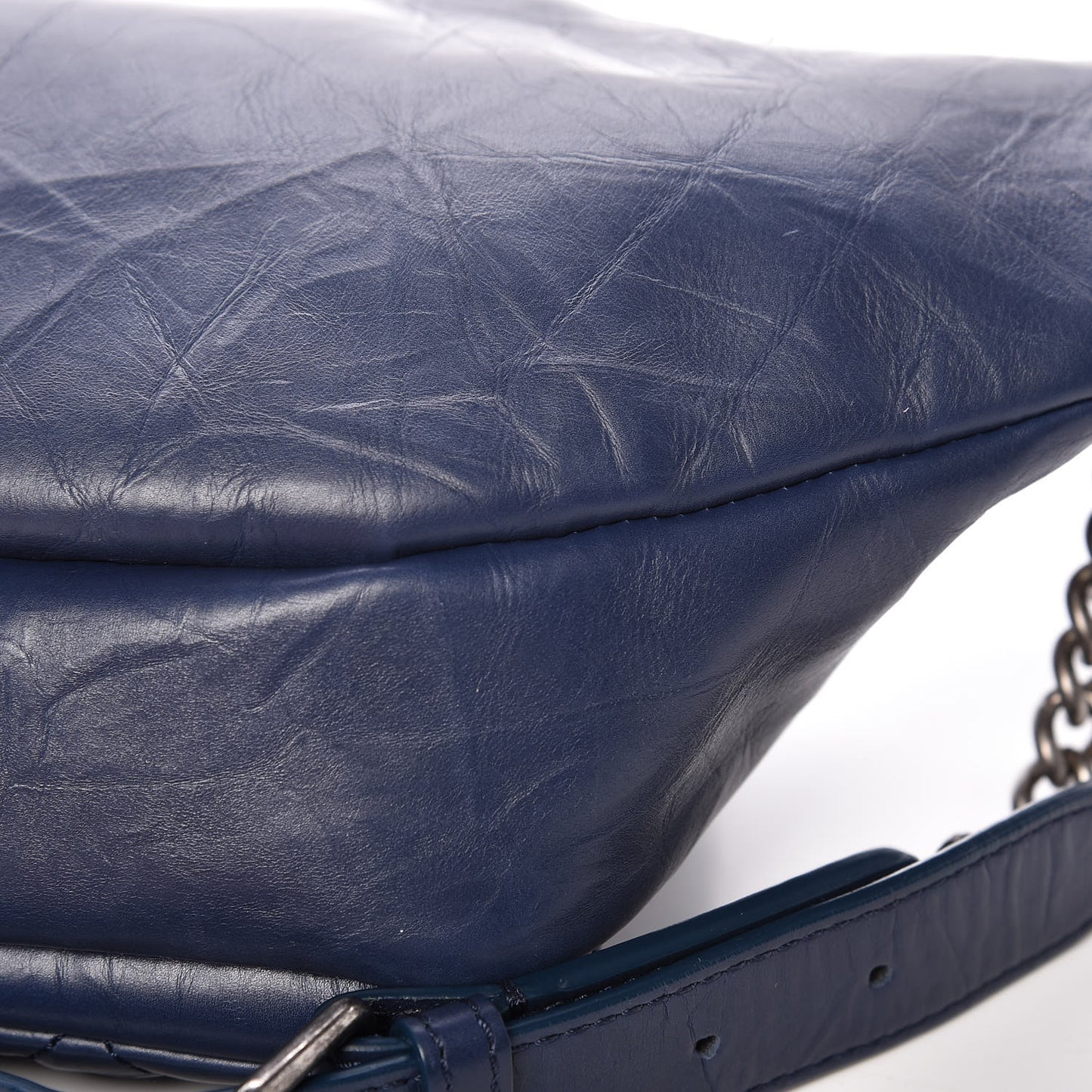 Crumpled Calfskin Quilted Casual Rock Waist Bag Fanny Pack Blue