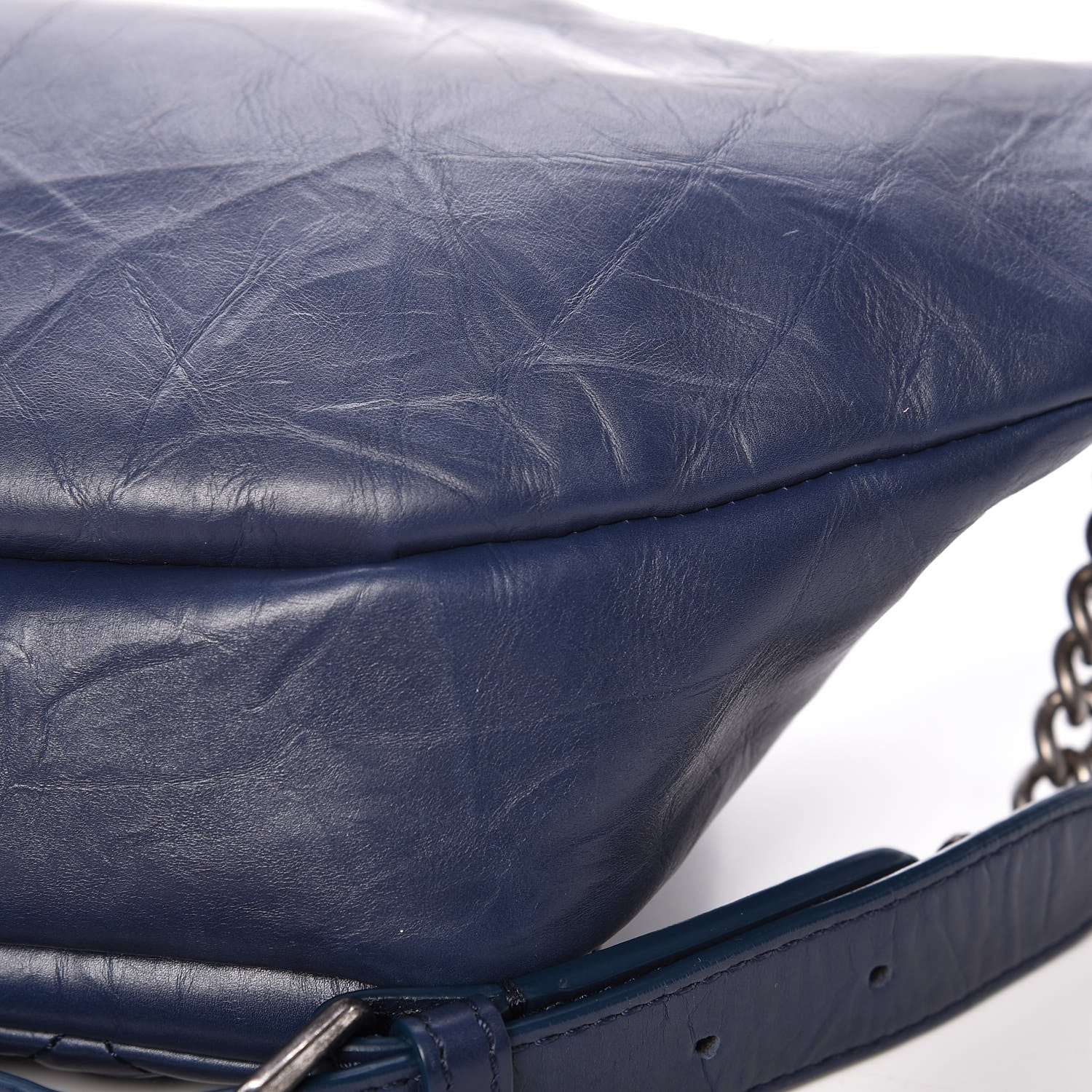 Chanel Crumpled Calfskin Quilted Casual Rock Waist Bag Fanny Pack Blue 11 of 12
