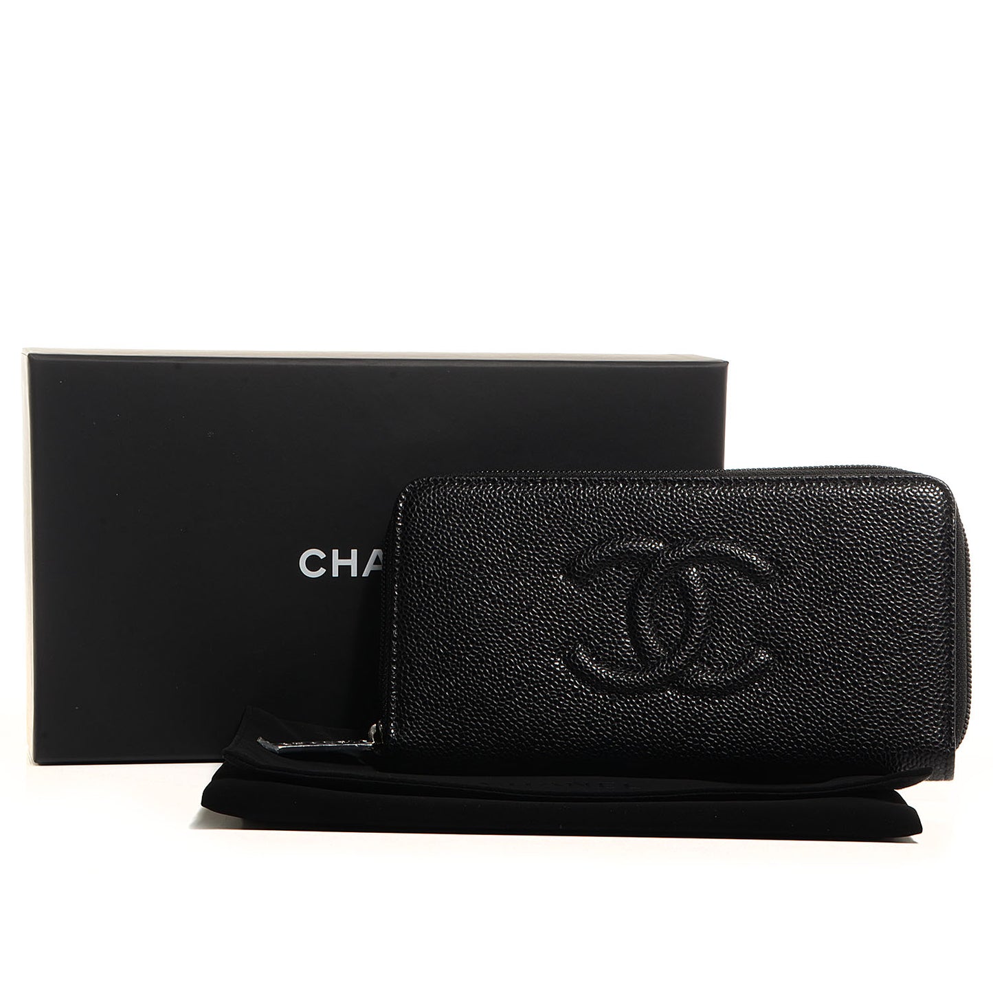 Caviar CC Timeless Large Zip Around Wallet Black