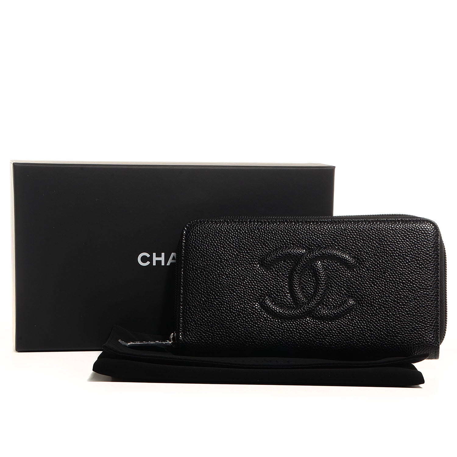 Chanel Caviar CC Timeless Large Zip Around Wallet Black 9 of 9
