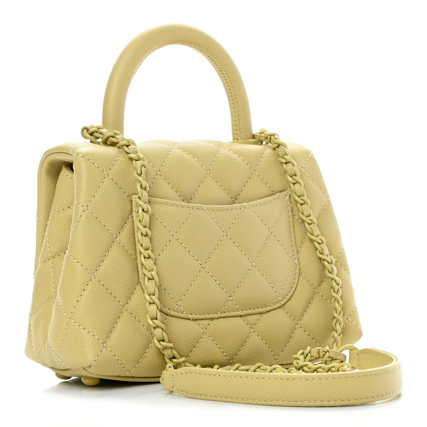 Caviar Quilted Incognito Extra Mini Coco Handle Flap Light Yellow