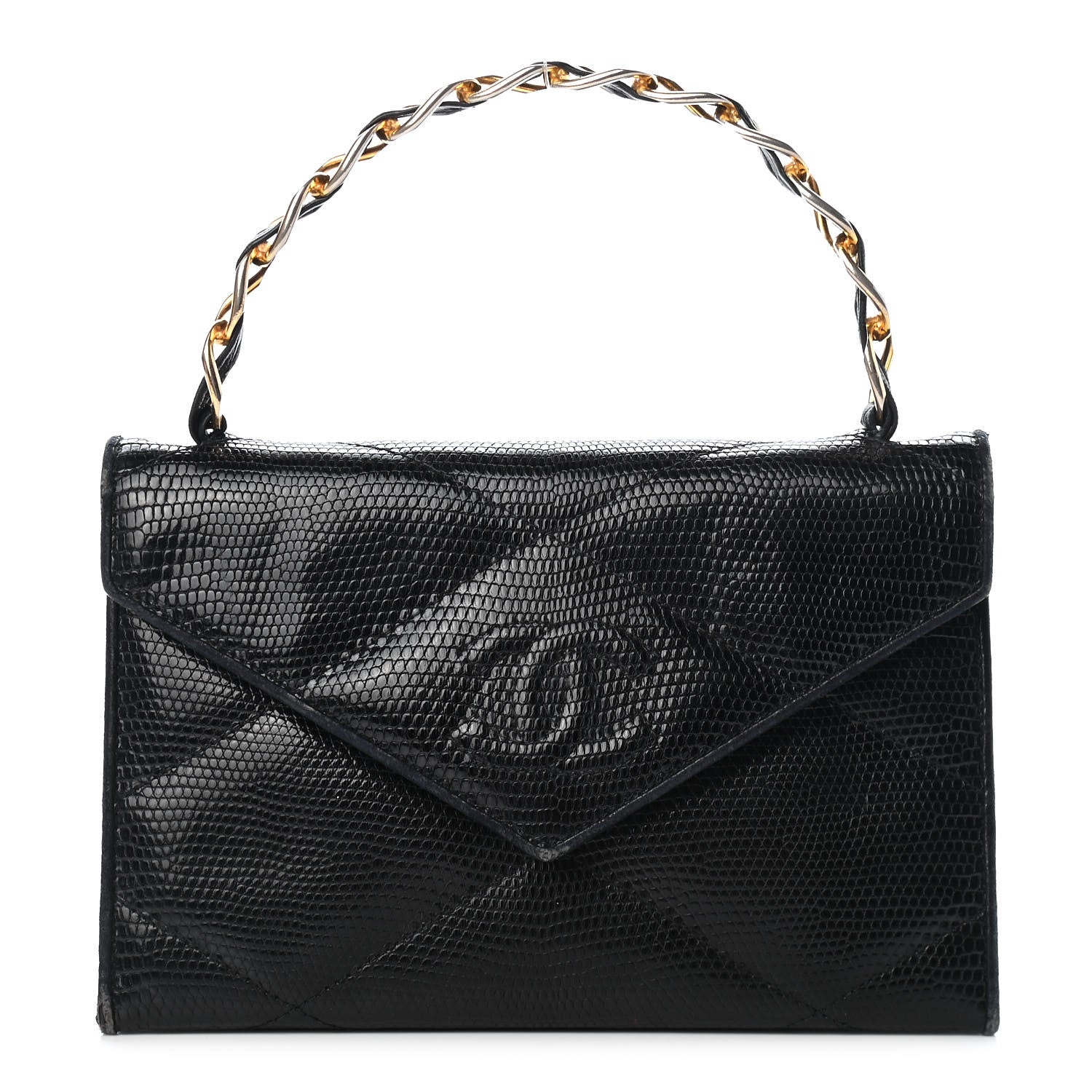 Chanel Lizard Quilted CC Single Flap Bag Black 1 of 12