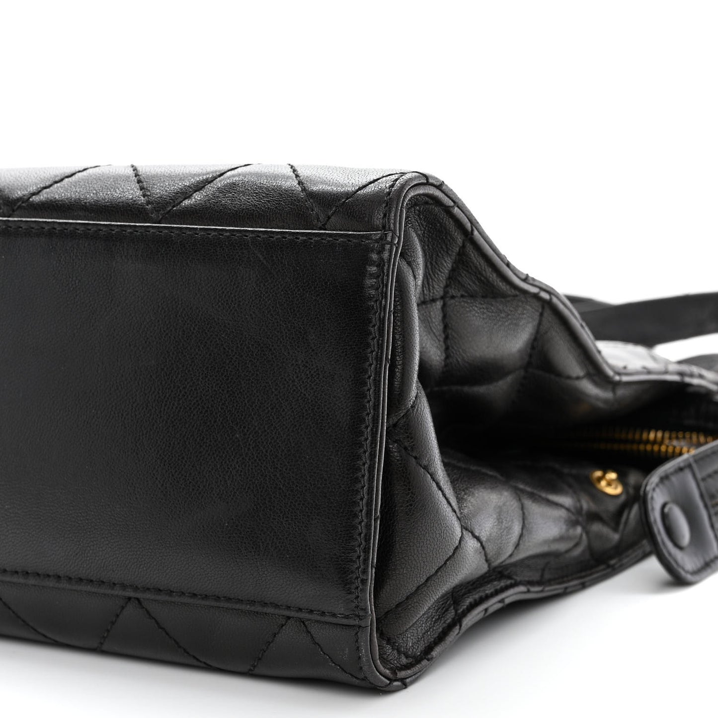Lambskin Quilted CC Shopping Tote Black