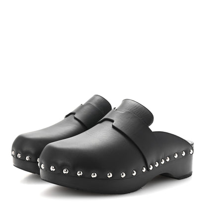 Hermes Calfskin Calya Mules 35 Black 4 of 9