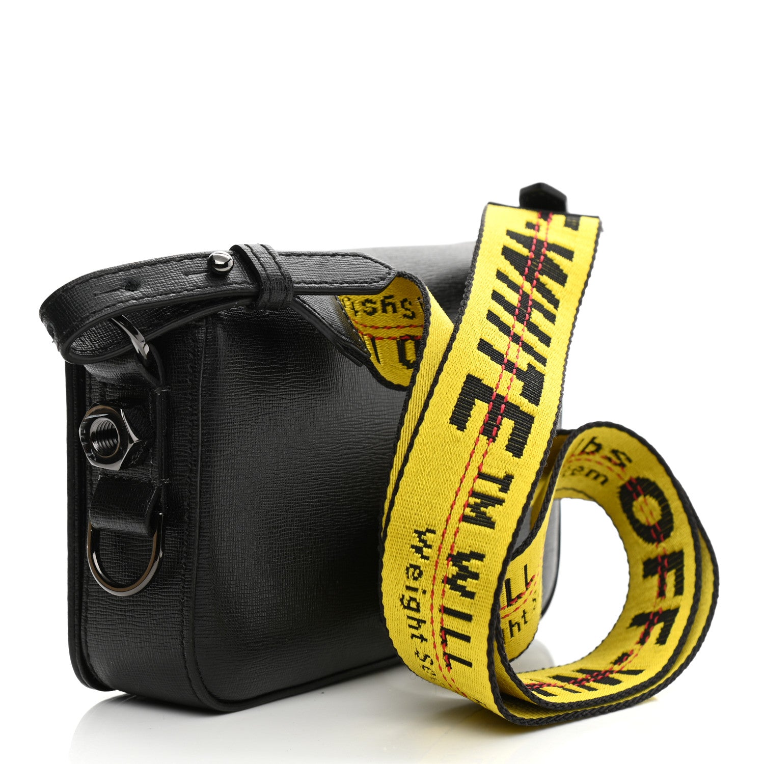 Off-White Saffiano Striped Mini Diag Binder Clip Bag Black White Yellow 3 of 12