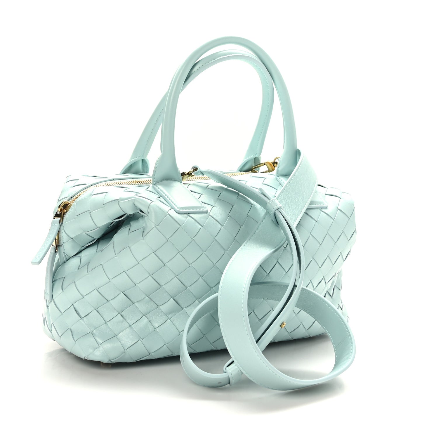 Nappa Intrecciato Bauletto Teal Washed