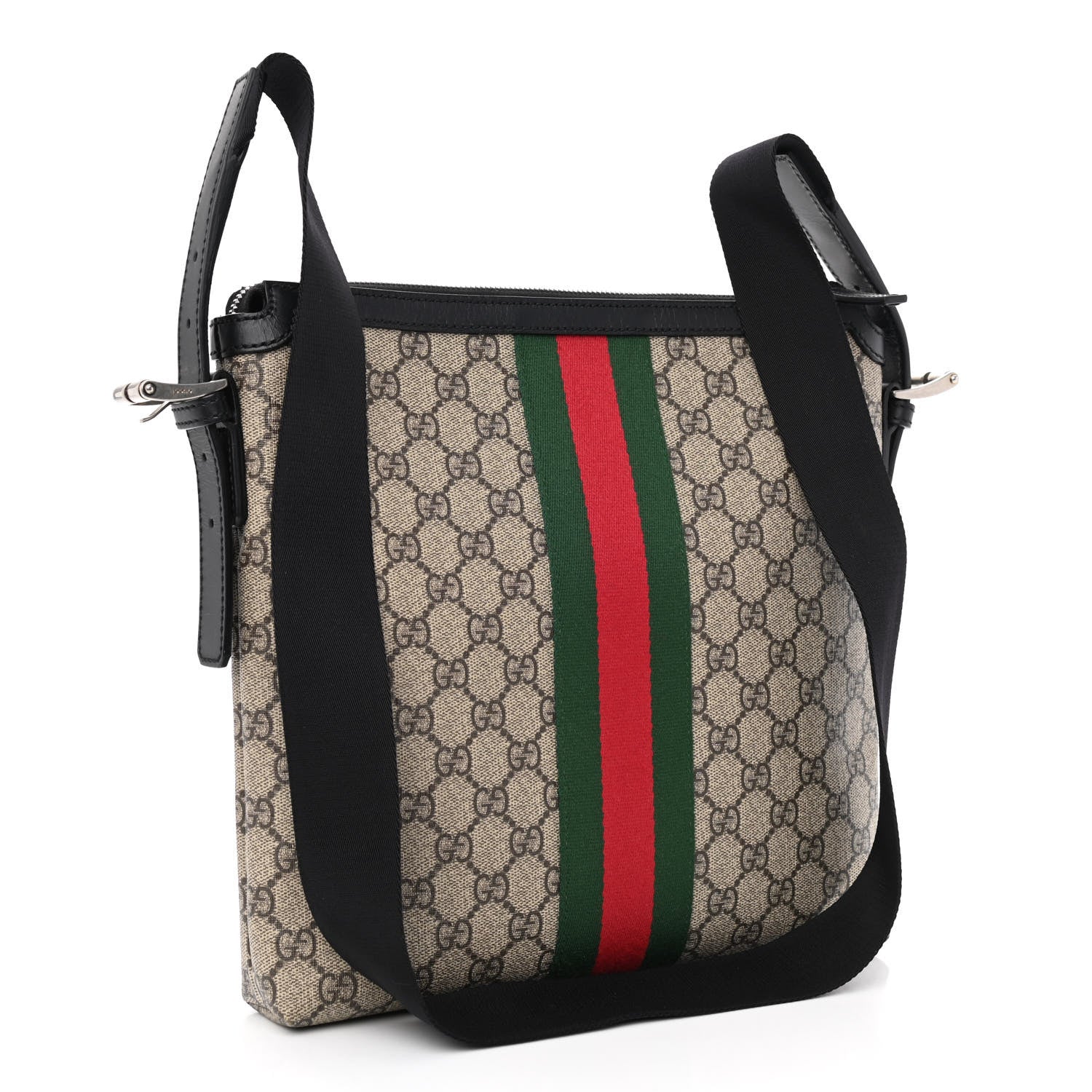 Gucci GG Supreme Monogram Web Messenger Bag Black 2 of 9