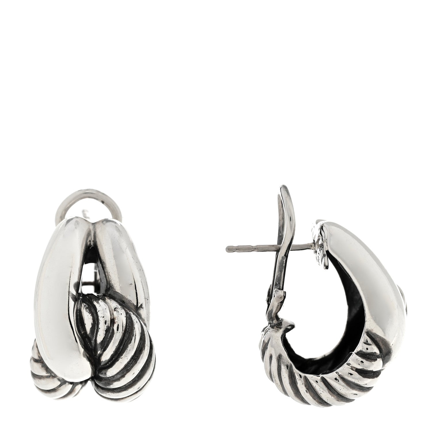 David Yurman Sterling Silver Single Loop Labyrinth Earrings 1 of 4