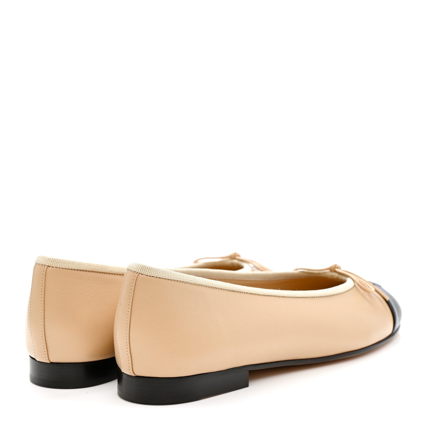 Lambskin Cap Toe CC Ballerina Flats 37.5 Beige Black