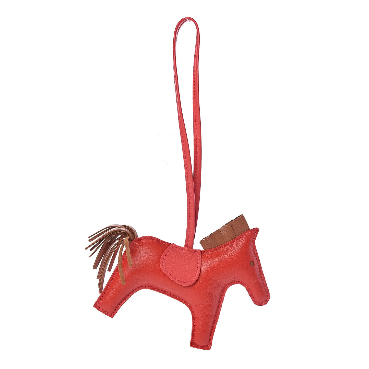Milo Lambskin Grigri Rodeo Horse Bag Charm MM Rouge Indien Gold Bougainvillea