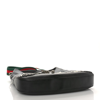 Gucci Calfskin Web Dog Embroidered Medium Dionysus Hobo Black 4 of 11