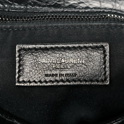 Saint Laurent Crinkled Calfskin Crocodile Embossed Monogram Medium Niki Chain Satchel Black 6 of 10