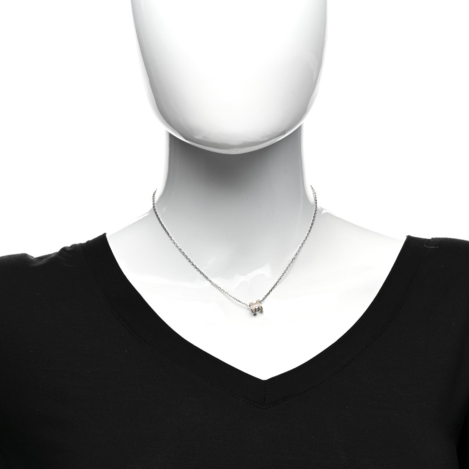 Hermes Palladium Mini Pop H Pendant Necklace Marron Glace 2 of 4