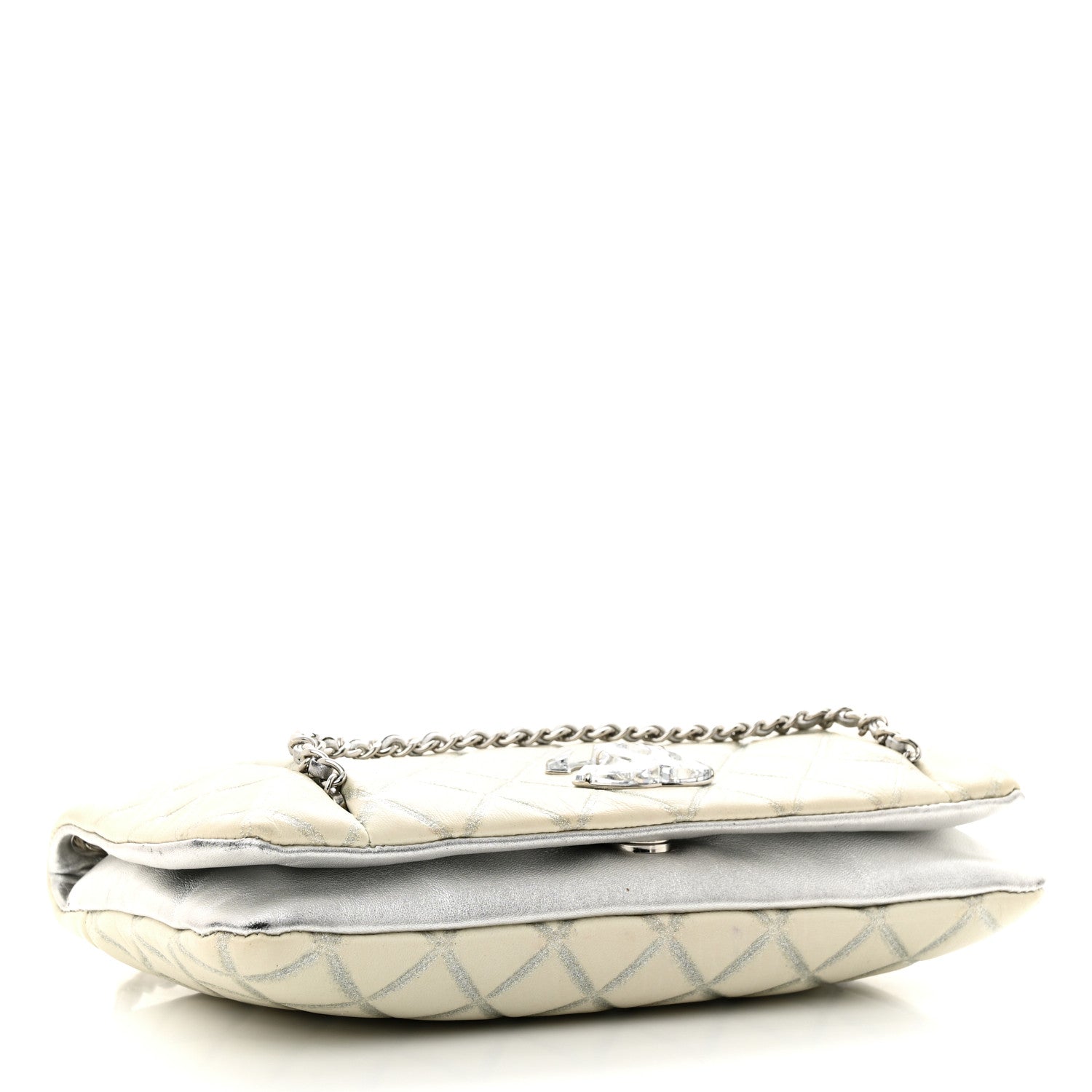 Chanel Metallic Distressed Lambskin Quilted CC Flap Ivory 4 of 16
