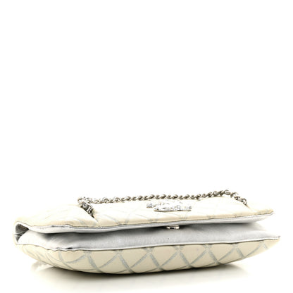 Chanel Metallic Distressed Lambskin Quilted CC Flap Ivory 4 of 16