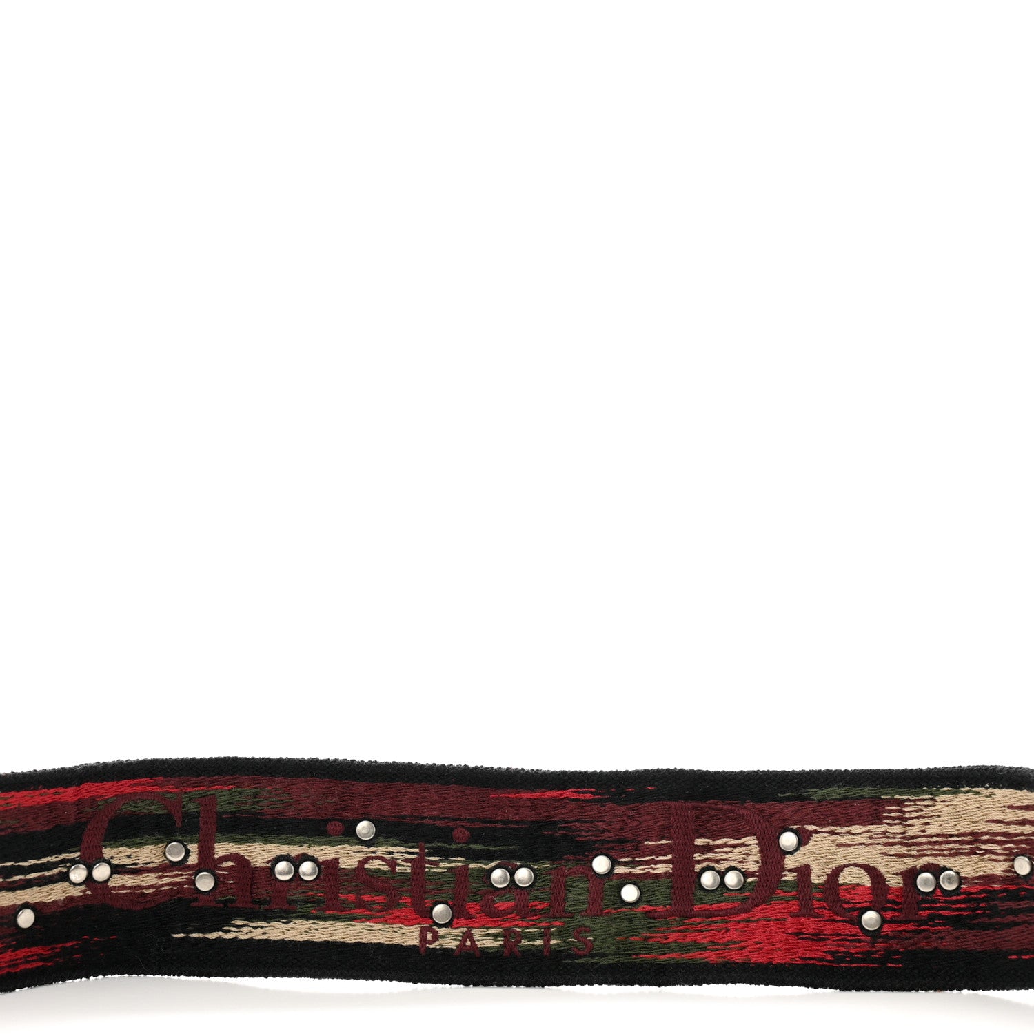 Christian Dior Canvas Embroidered Studded Bohemian Shoulder Strap Red 3 of 5
