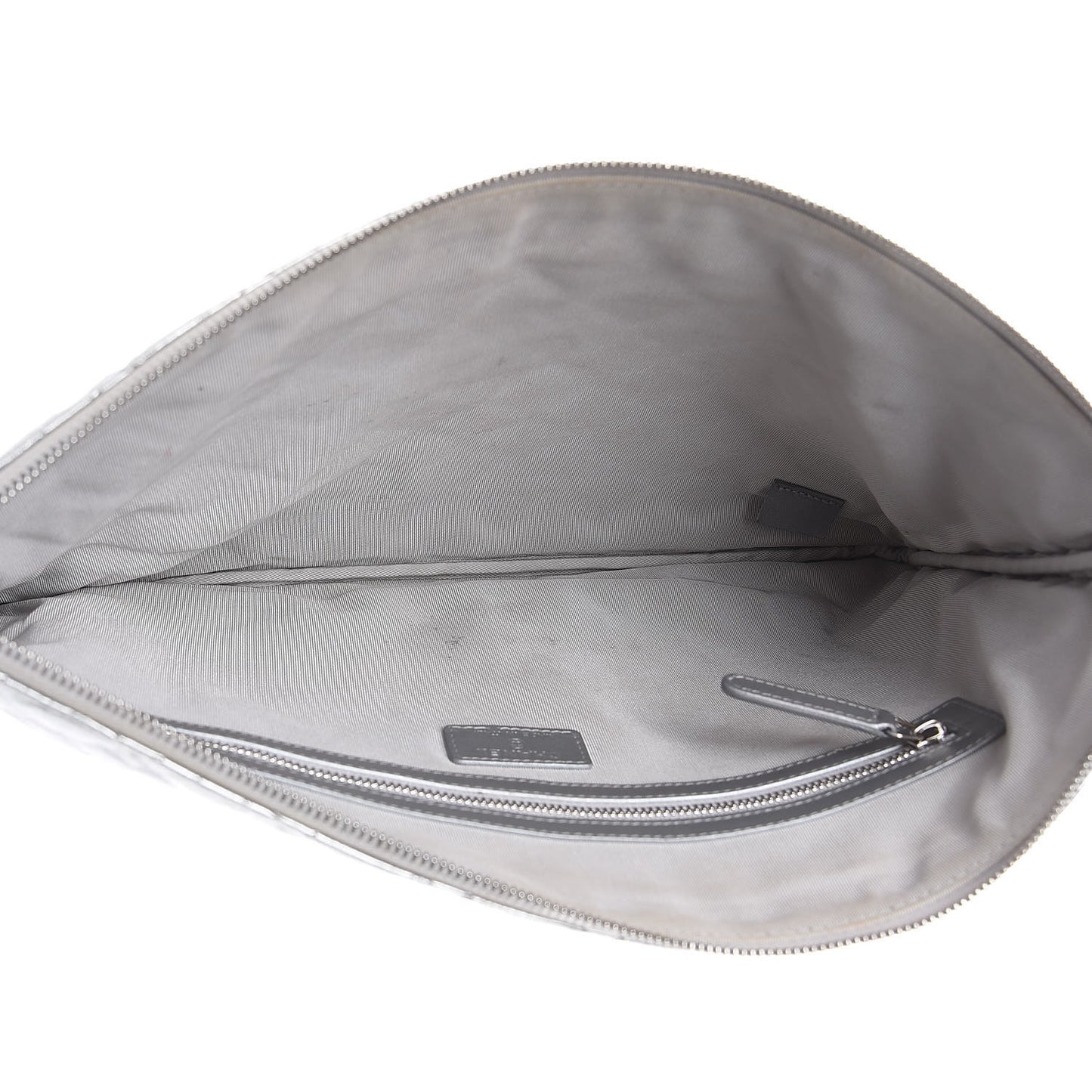 Metallic Calfskin Quilted Large Cosmo Cosmetic Case Silver