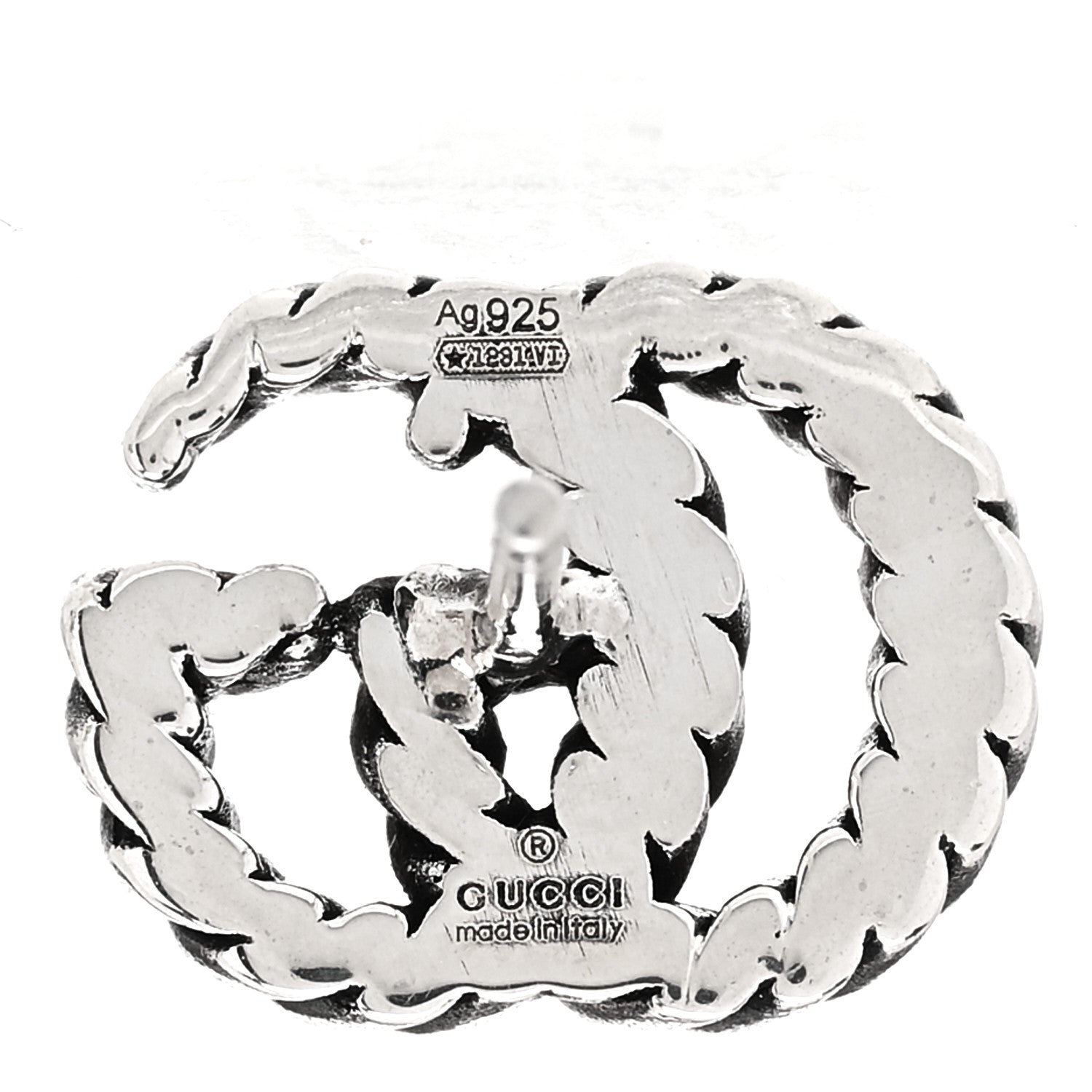 Gucci Sterling Silver Torchon Double G Earrings 4 of 5