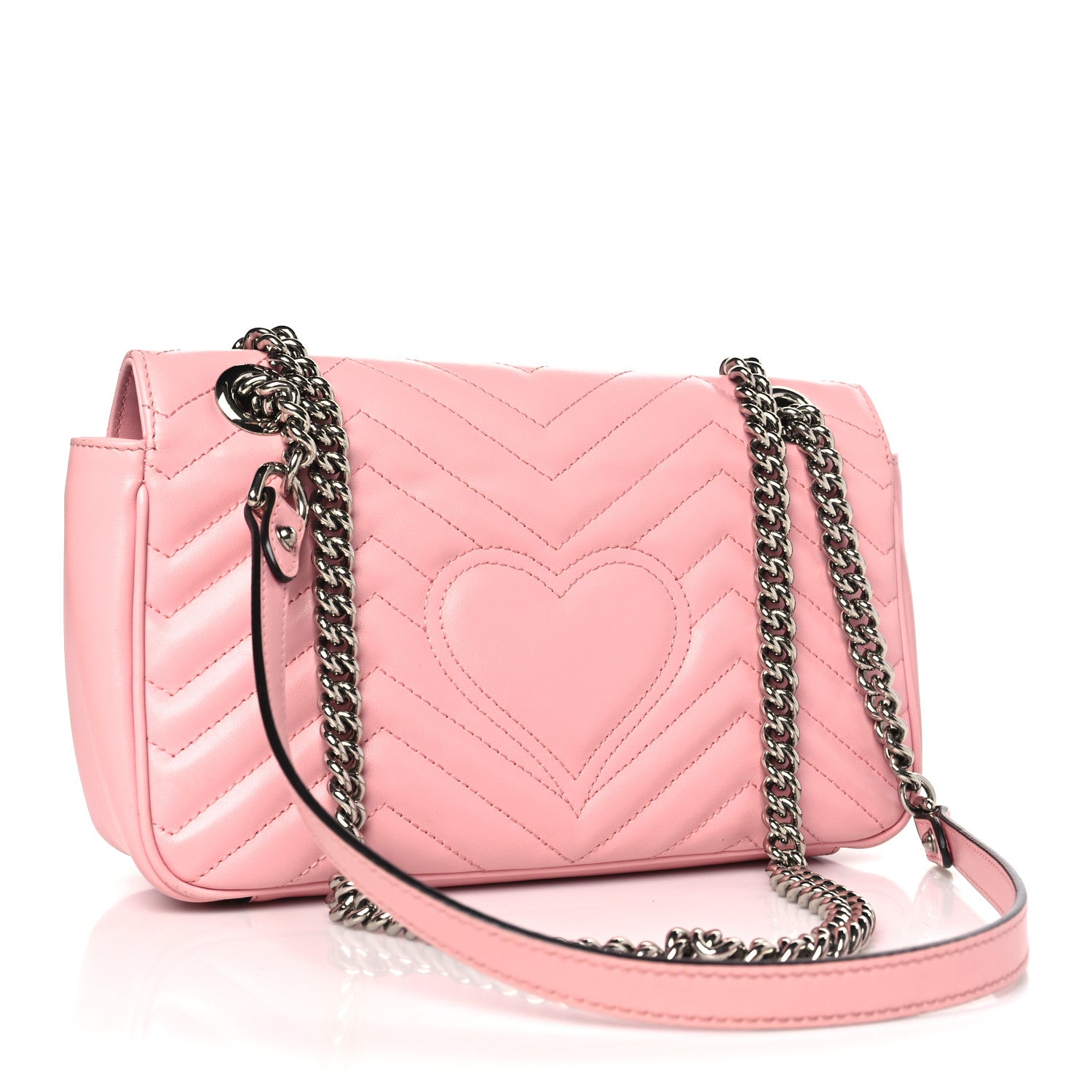 Gucci Calfskin Matelasse Small GG Marmont Shoulder Bag Wild Rose 3 of 11