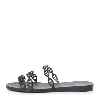 Hermes Rubber Chaine d'Ancre Rivage Sandals 37 Black 1 of 8