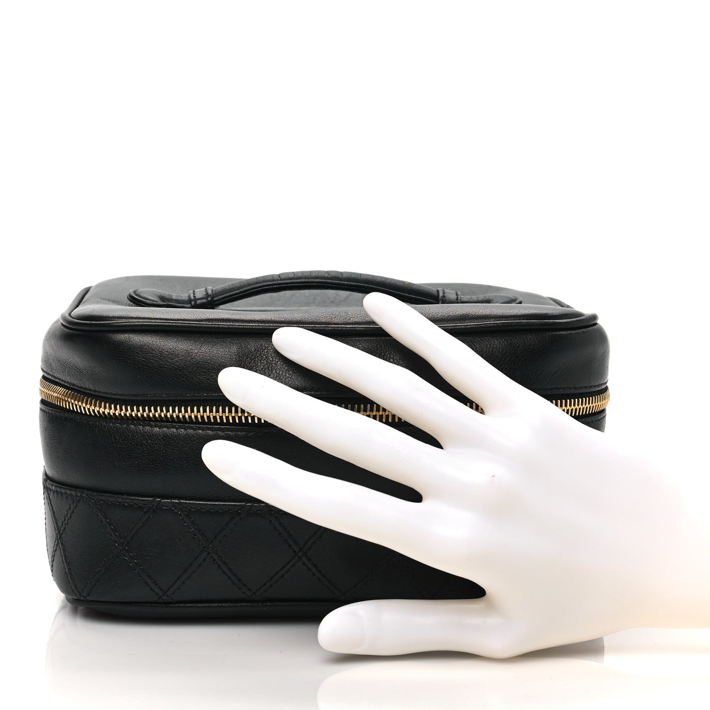 Lambskin Vanity Cosmetic Case Black