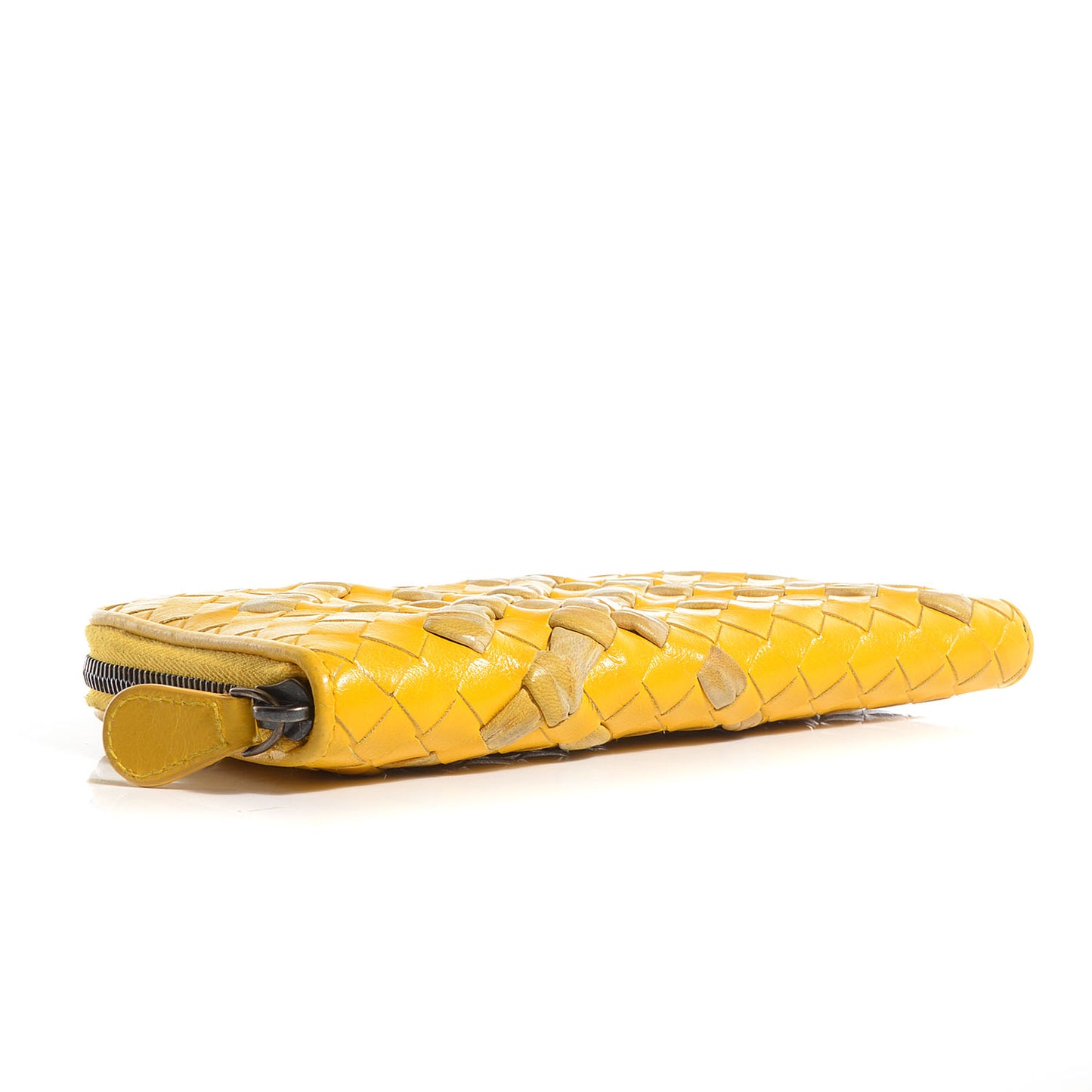 Vitellino Lisse Intrecciato Zip Around Wallet Yolk Paille