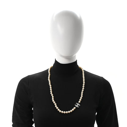 Chanel Graduated Pearl CC Long Necklace Silver 2 of 5