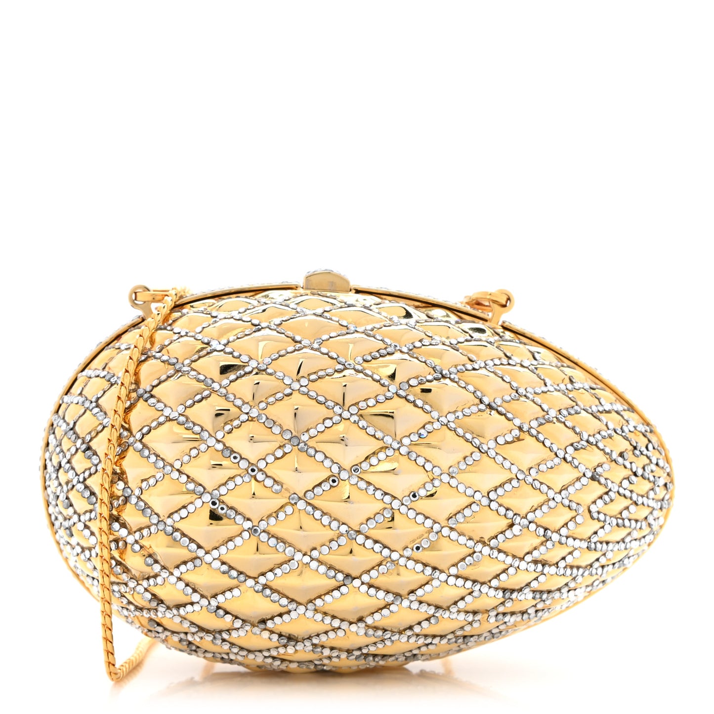 Crystal Egg Minaudiere Clutch Gold