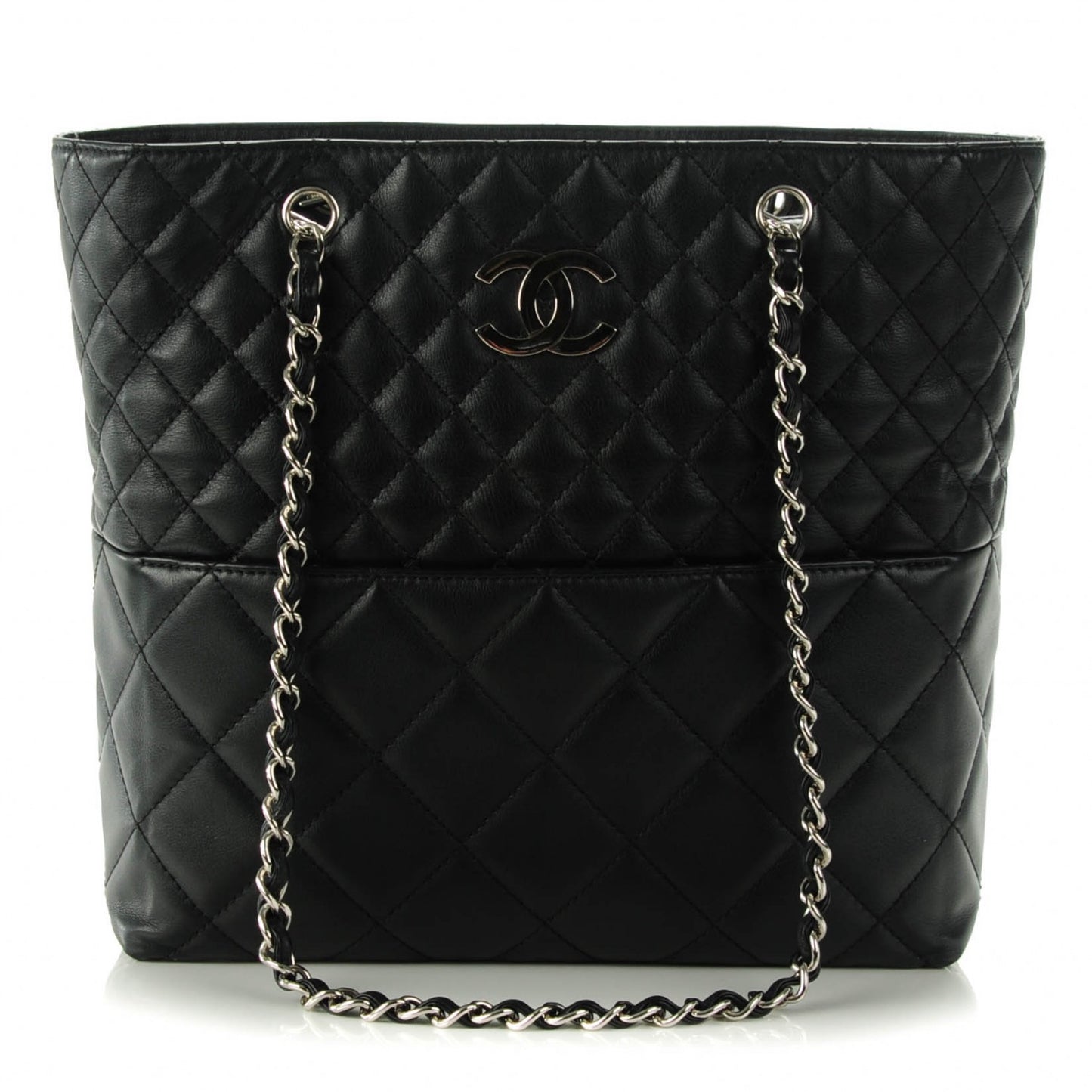 Calfskin Quilted In the Business North South Tote Black