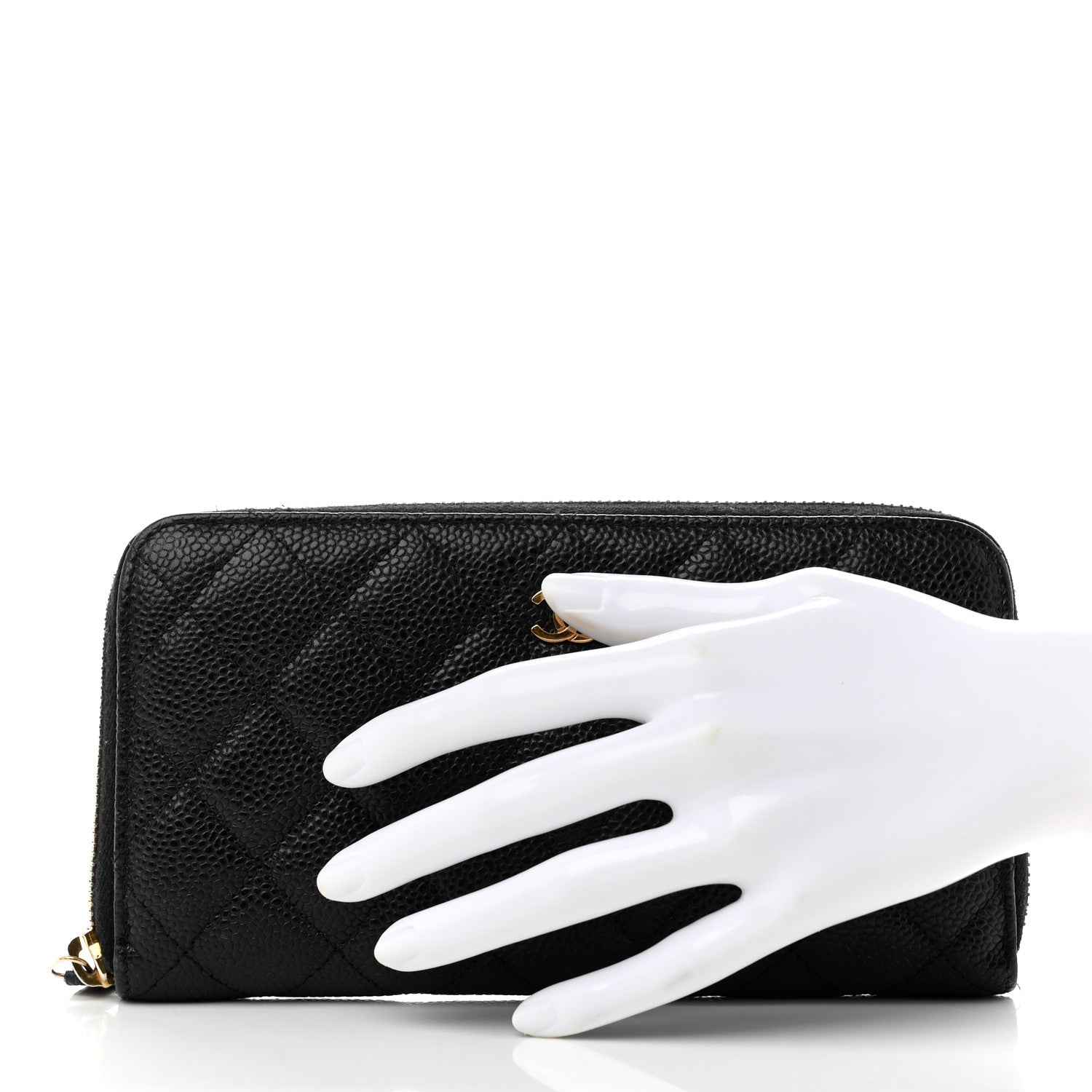 Chanel Caviar Quilted Large Gusset Zip Around Wallet Black 2 of 13
