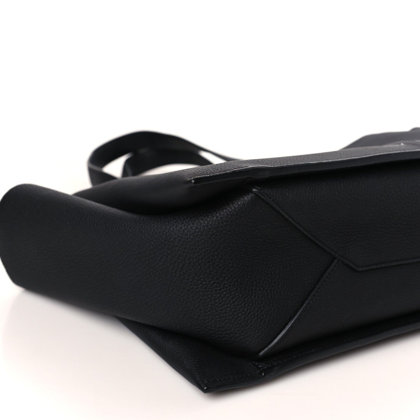 Baby Grained Calfskin Medium Tri-Fold Bag Black