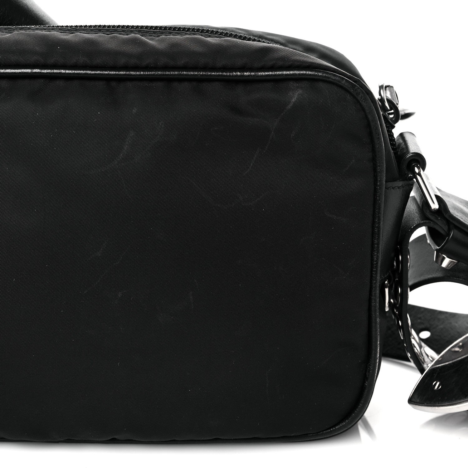 Prada Tessuto Nylon Studded New Vela Shoulder Bag Black Cromo 10 of 10
