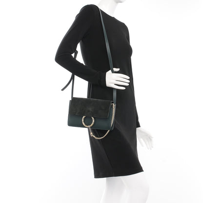 Chloe Suede Calfskin Small Faye Shoulder Bag Forest Green 2 of 9