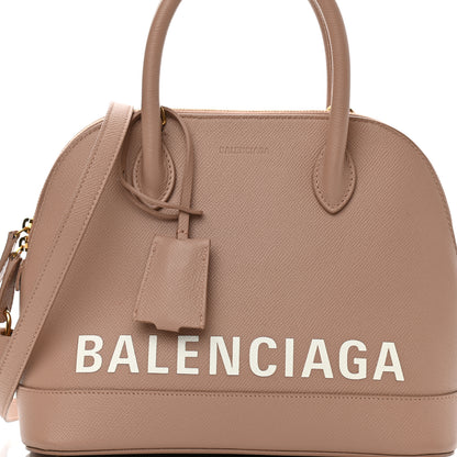 Balenciaga Signature Grained Calfskin Logo S Ville Top Handle Bag Nude Beige White 8 of 10