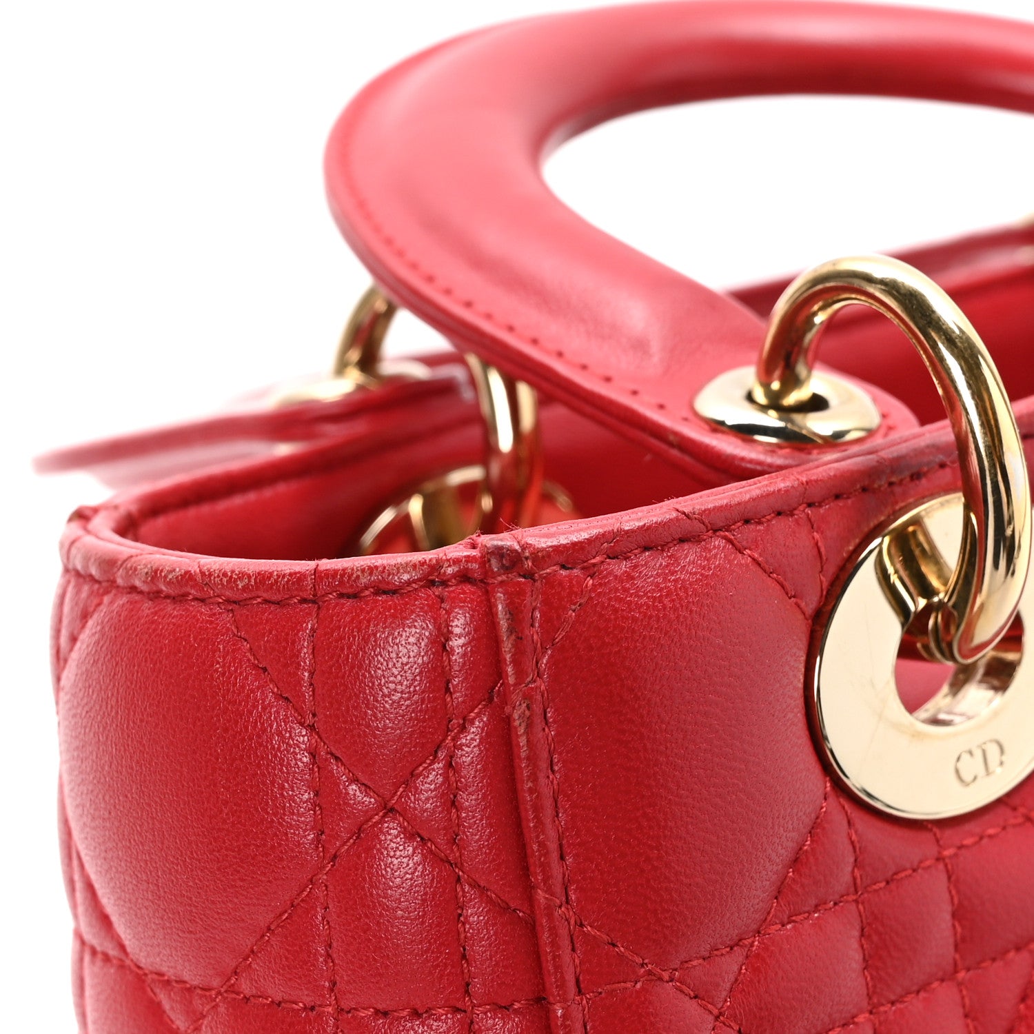 Christian Dior Lambskin Cannage Small Lucky Badges My Lady Dior Red 11 of 11