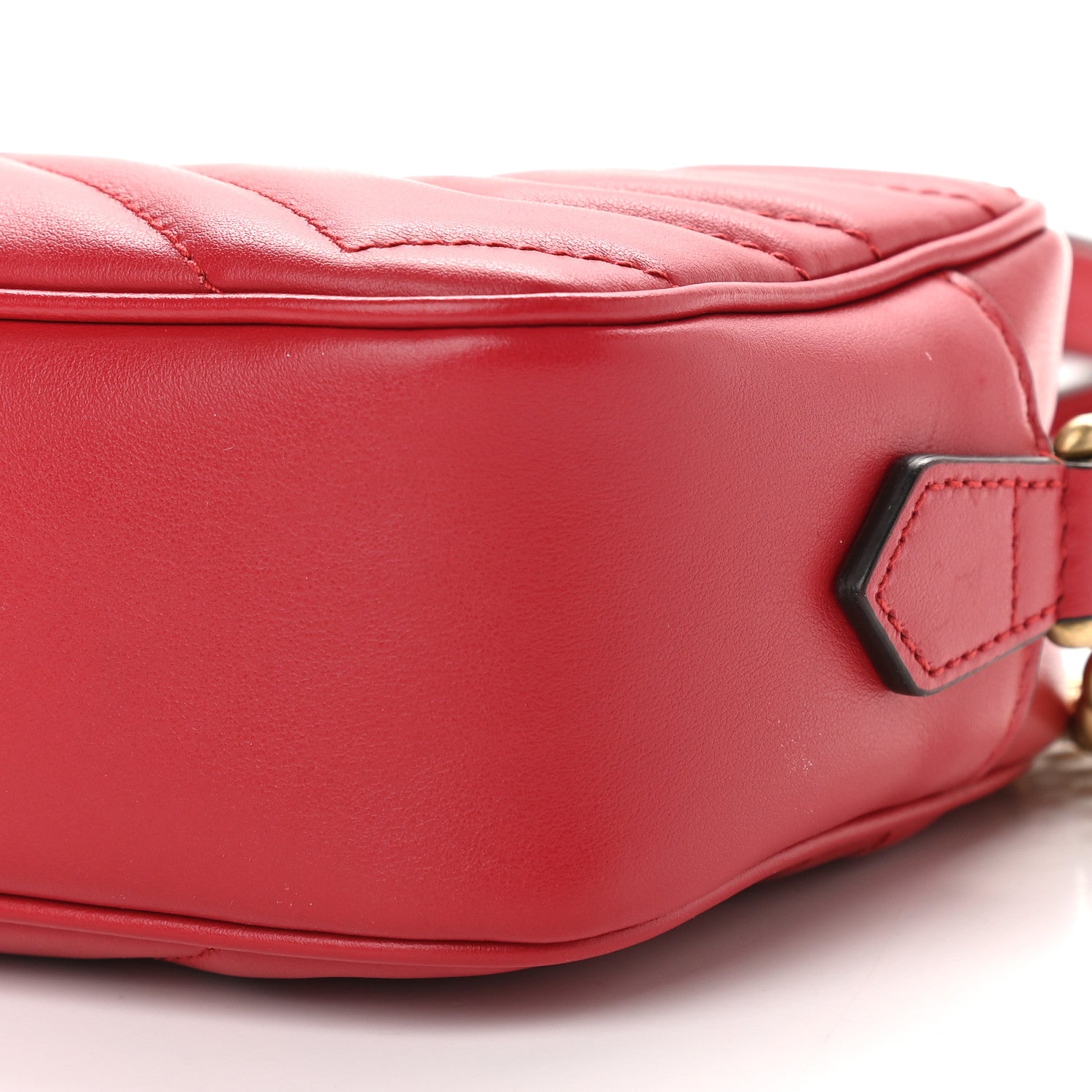 Gucci Calfskin Matelasse Mini GG Marmont Chain Shoulder Bag Hibiscus Red 9 of 9