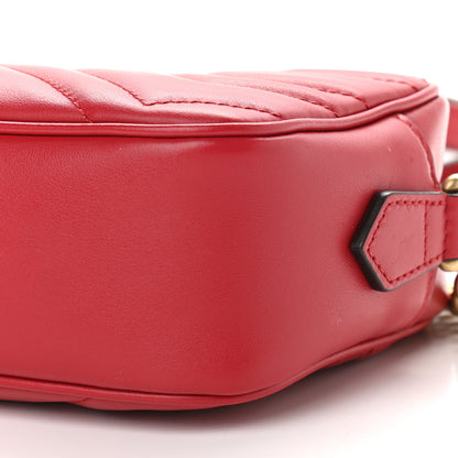 Gucci Calfskin Matelasse Mini GG Marmont Chain Shoulder Bag Hibiscus Red 9 of 9