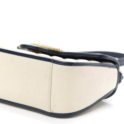Gucci Vintage Effect Calfskin Matelasse Diagonal Mini Torchon GG Marmont Top Handle Shoulder Bag Mystic White Blue Agata 9 of 9