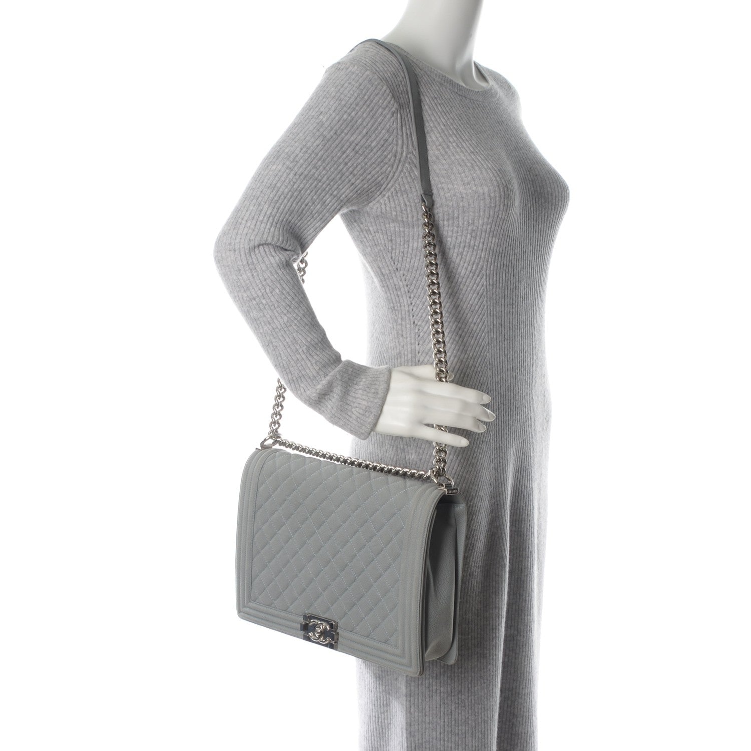 Chanel Iridescent Caviar Quilted Large Boy Flap Grey 2 of 7