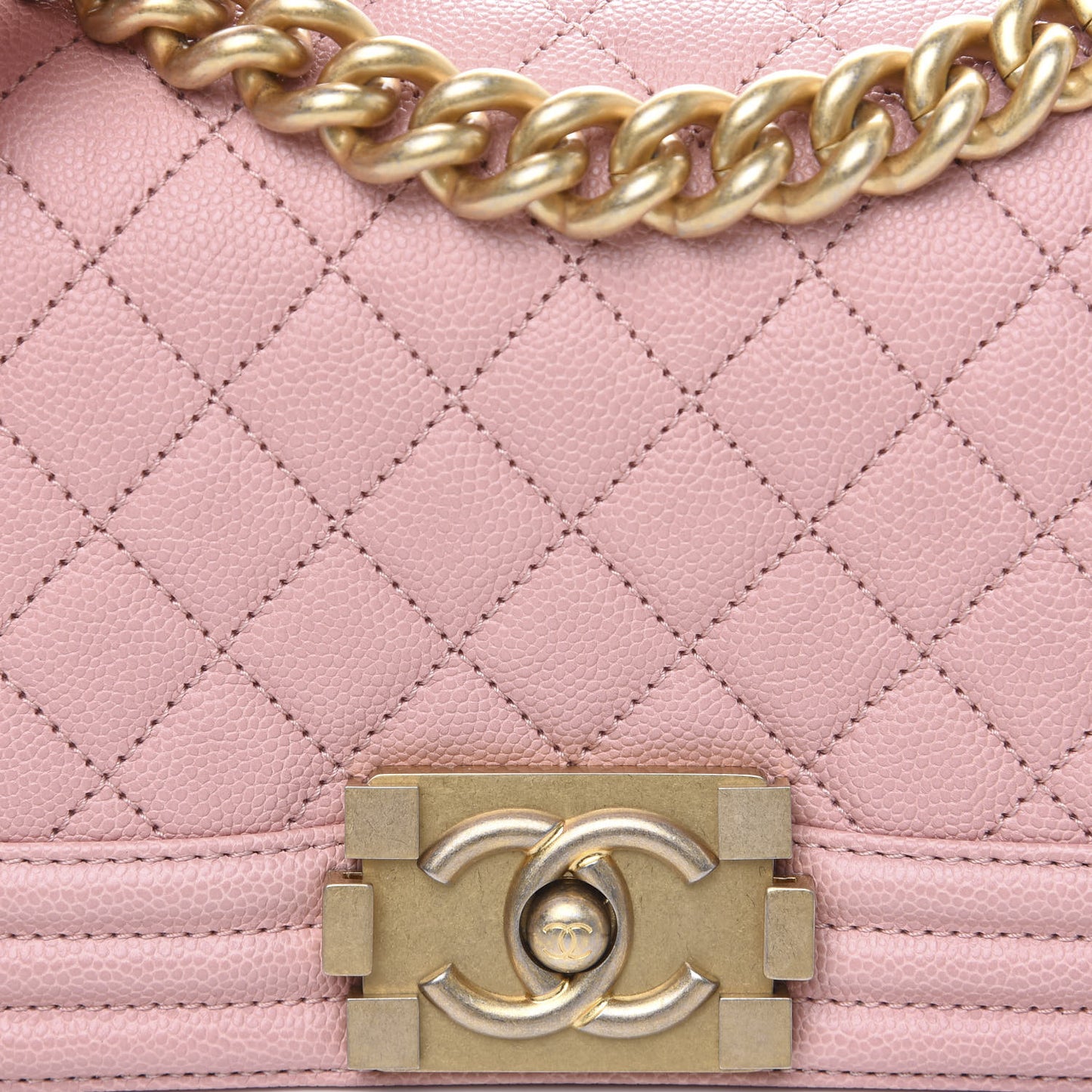 Caviar Quilted Small Boy Flap Light Pink