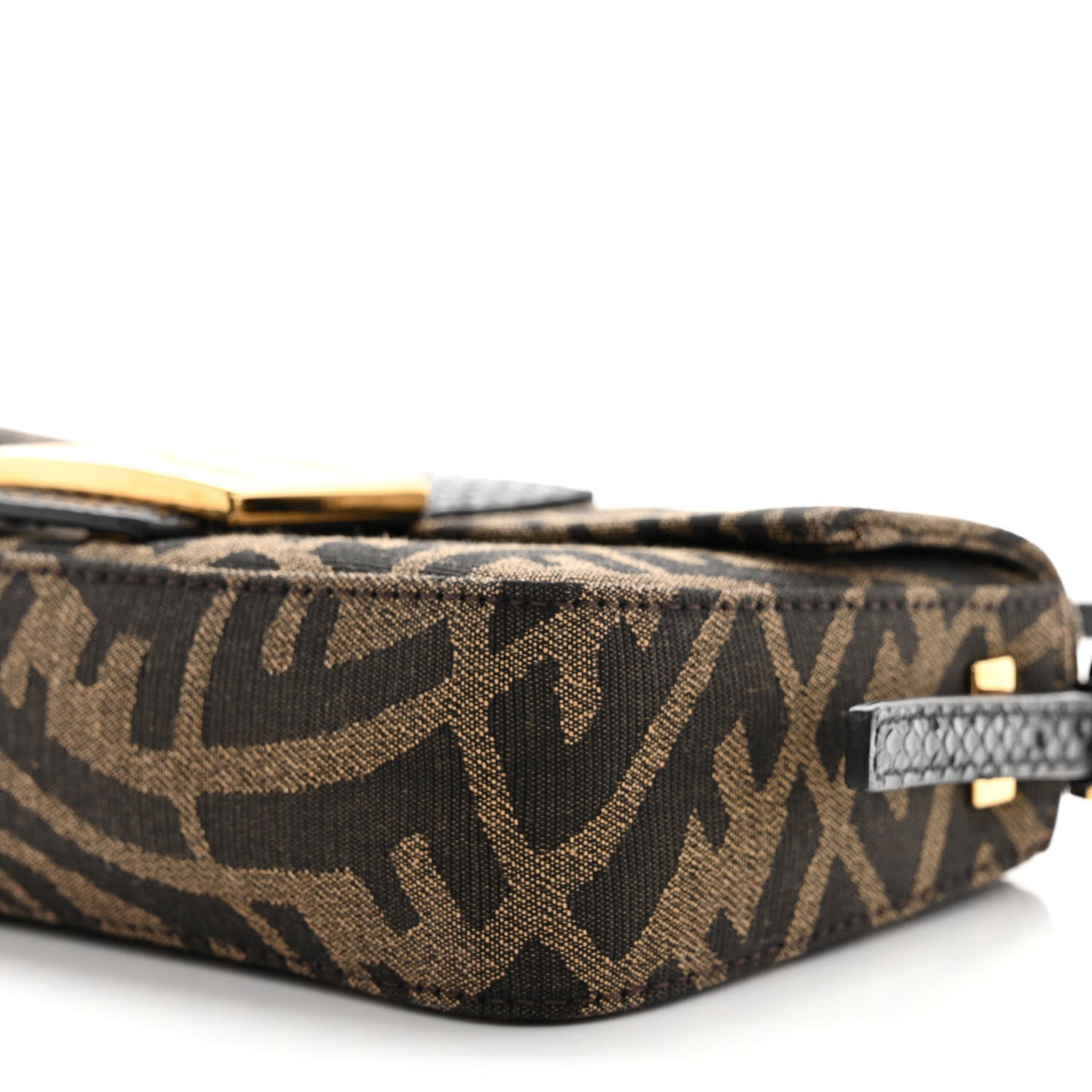 X SARAH COLEMAN Fabric Jacquard Ayers Enamel FF Vertigo Mini Baguette 1997 Tobacco Moro Black