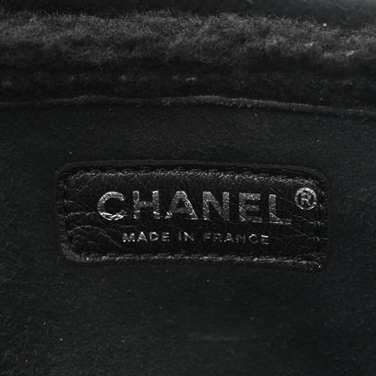 Chanel Suede Shearling Quilted Mademoiselle Flap Black 6 of 10