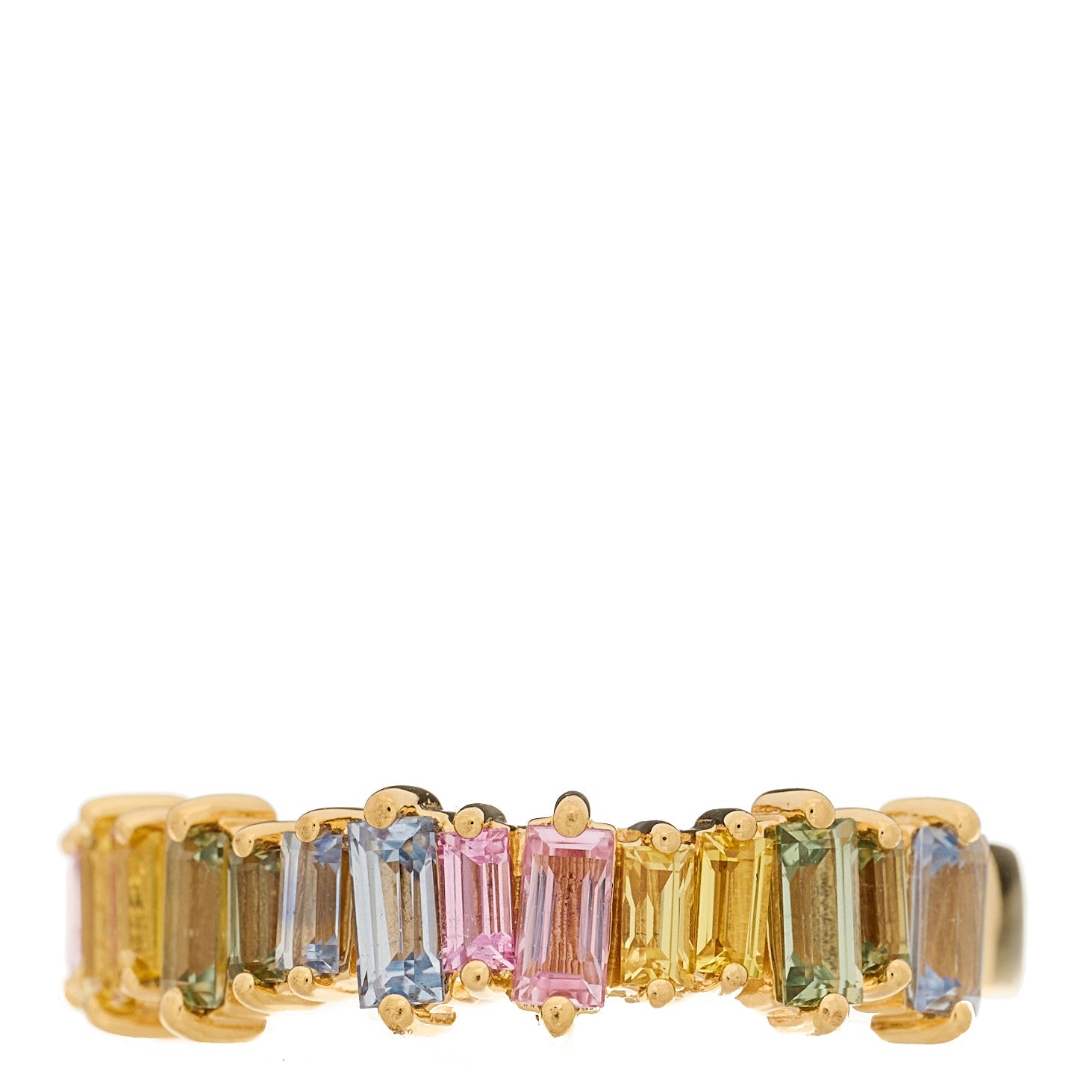 Suzanne Kalan 18K Yellow Gold Sapphire Half Band Ring 53 6.5 1 of 6