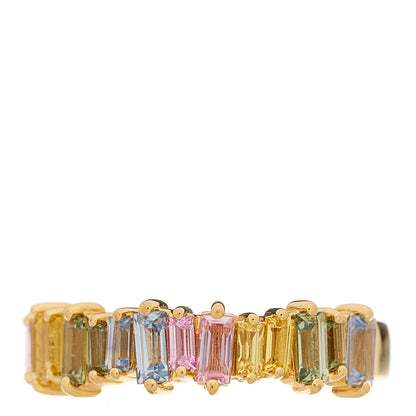 Suzanne Kalan 18K Yellow Gold Sapphire Half Band Ring 53 6.5 1 of 6