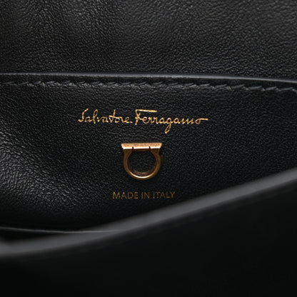 Salvatore Ferragamo Calfskin Small Margot Top Handle Satchel Bone Black 6 of 10