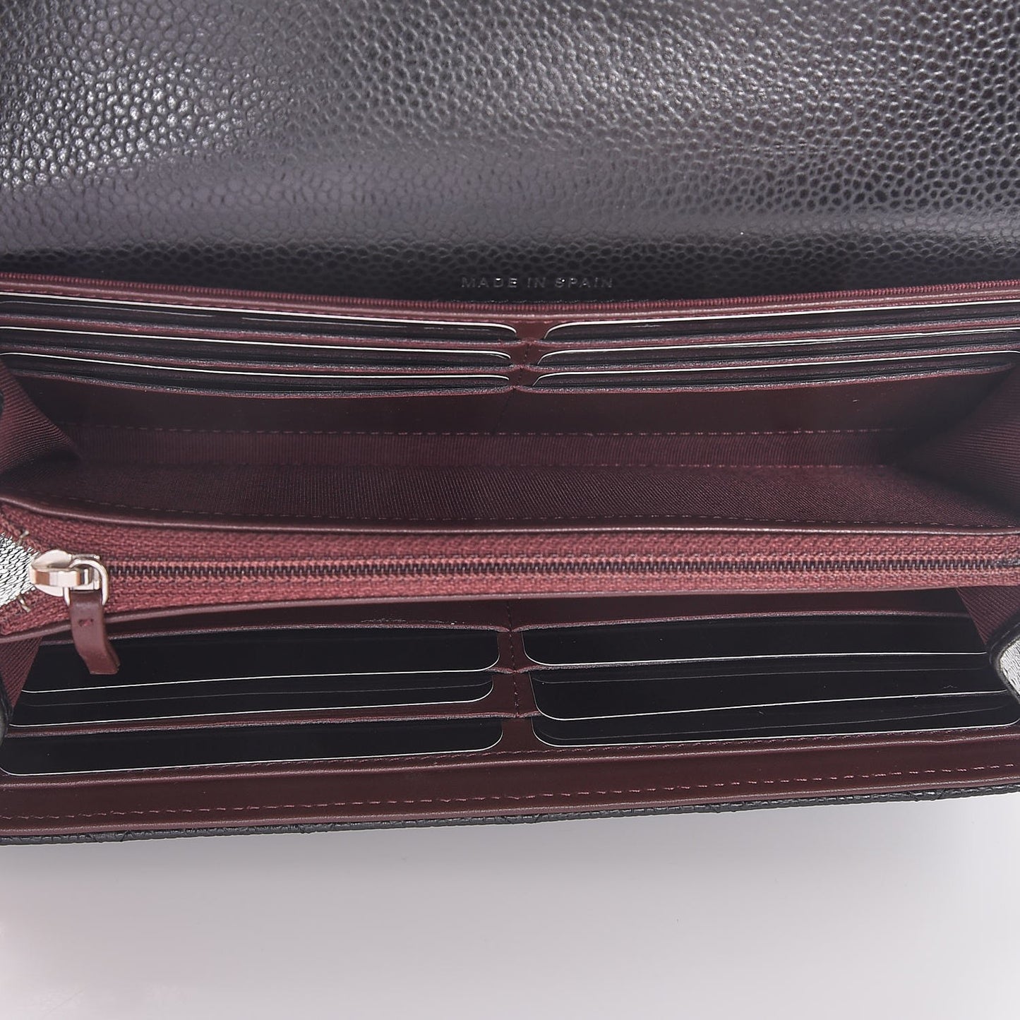 Caviar Quilted Large Gusset Flap Wallet Black