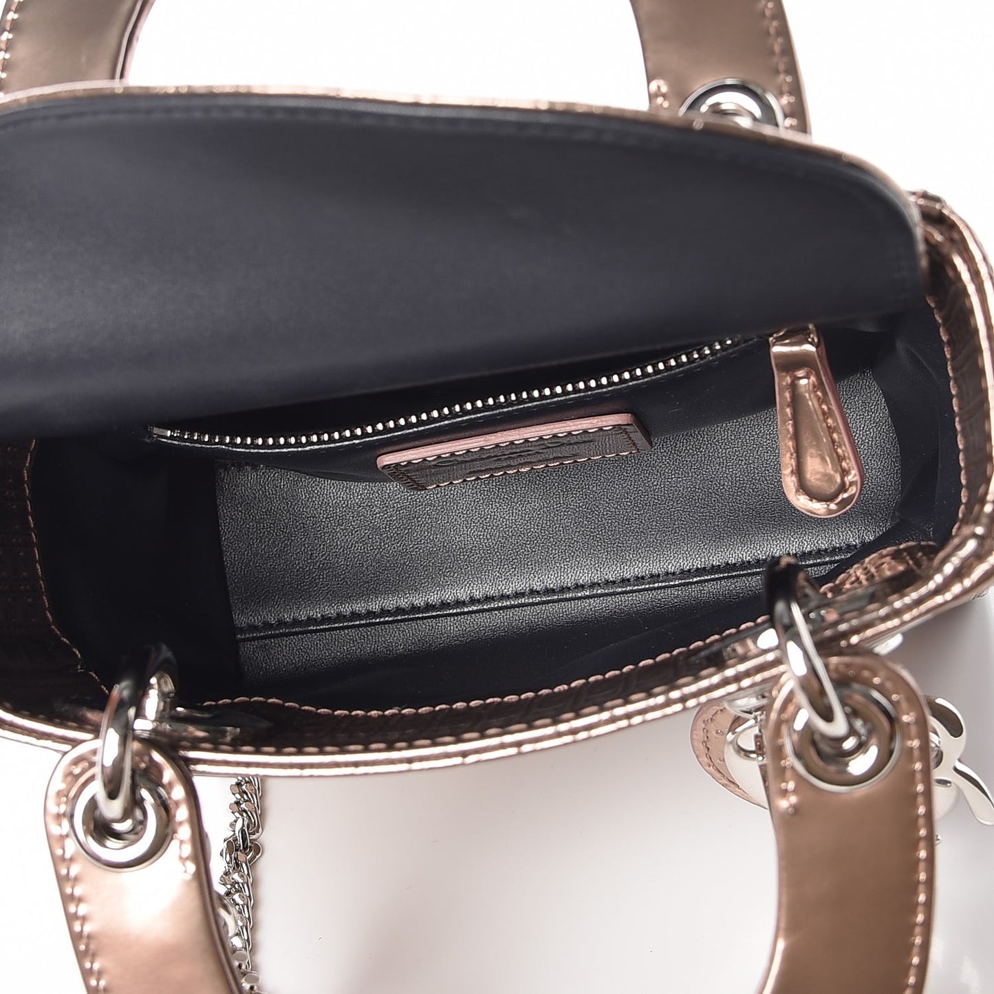 Metallic Patent Micro-Cannage Mini Lady Dior Hyper Pink