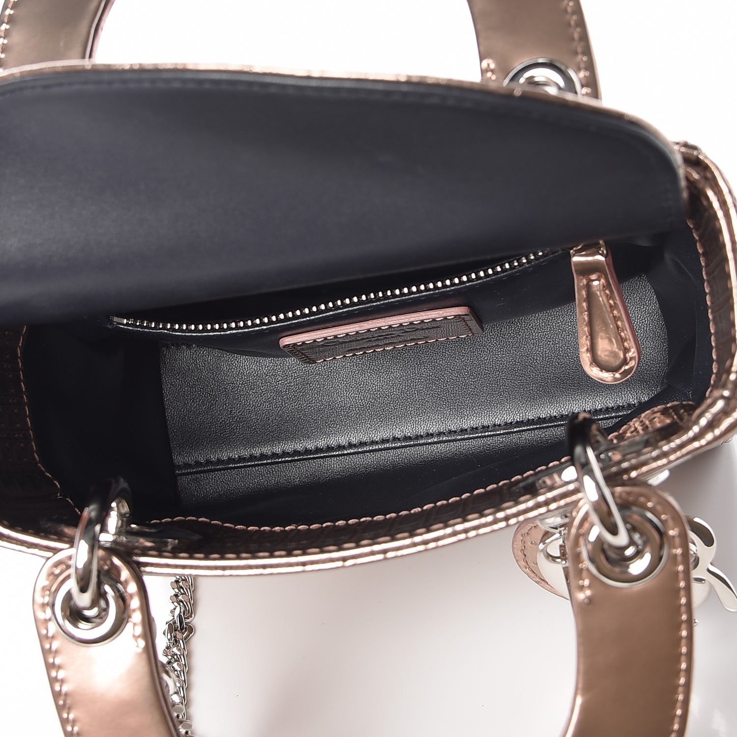 Christian Dior Metallic Patent Micro-Cannage Mini Lady Dior Hyper Pink 6 of 9